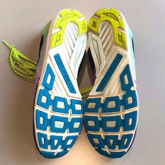 Brooks Hyperion Purple Teal Neon Stripe Lace Up Lightweight Running Shoes - Picture 13 of 16